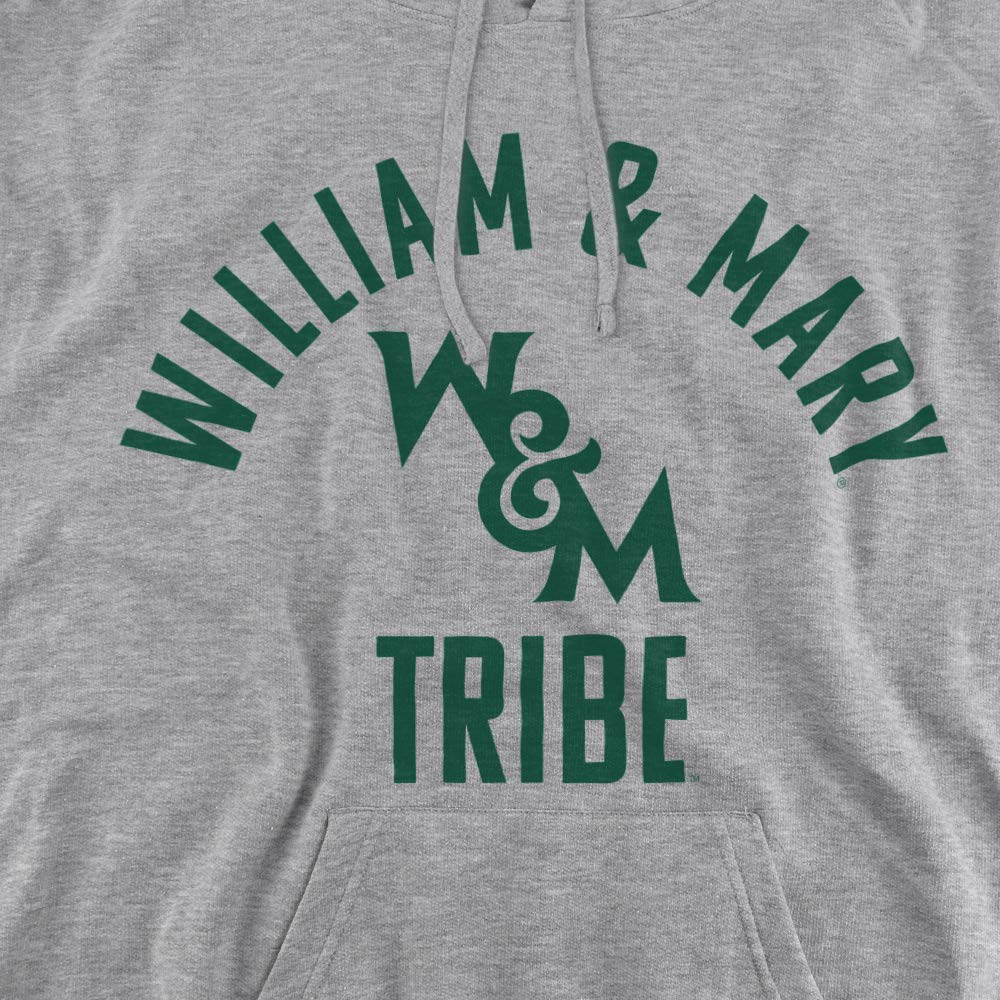 William & Mary Official One Color Wm Tribe Logo Unisex Adult Pull-Over Hoodie,Athletic Heather, Medium