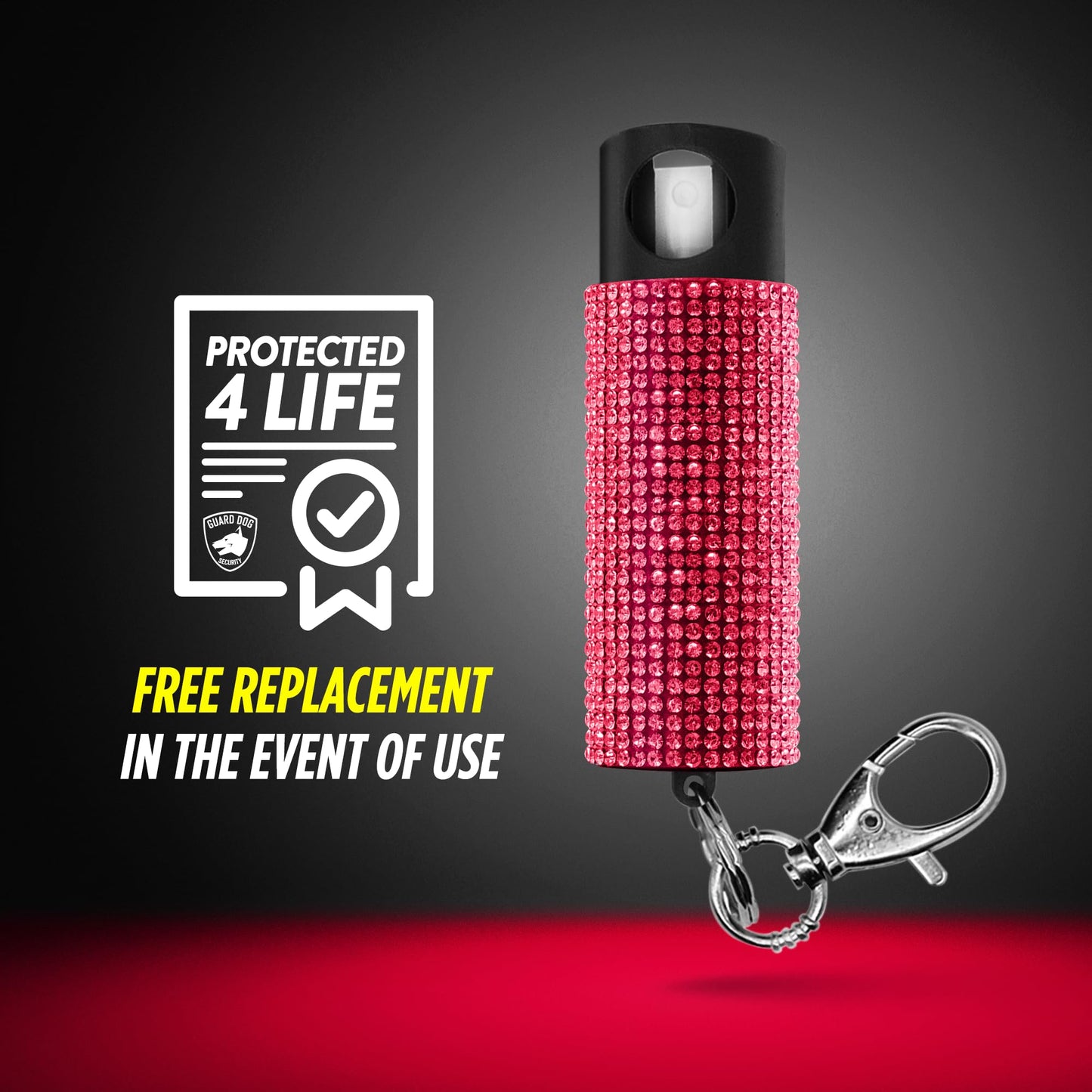 Guard Dog Security Bling it On Pepper Spray, Keychain with Safety Twist Top, Mini and Easy Carry, Lightweight and Fashionable, Maximum Police Strength OC Spray, 16 Feet Range, 0.5 fl oz
