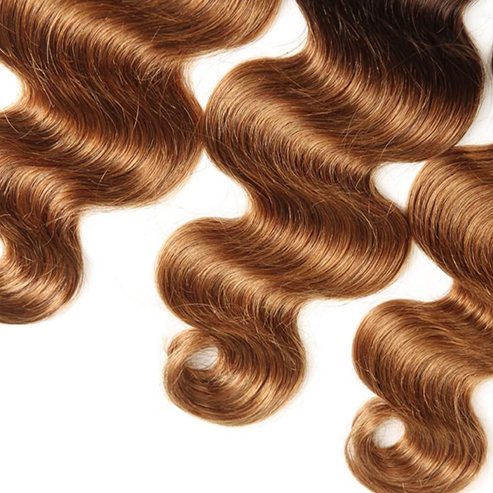 Habiliana Bundles Human Hair Body Wave Human Hair Bundles T1B/4/30 Omber Natural Chocolate Brown Human Hair Bundles Unprocessed Brazilian Virgin Hair Bundles Human Hair for Black Women