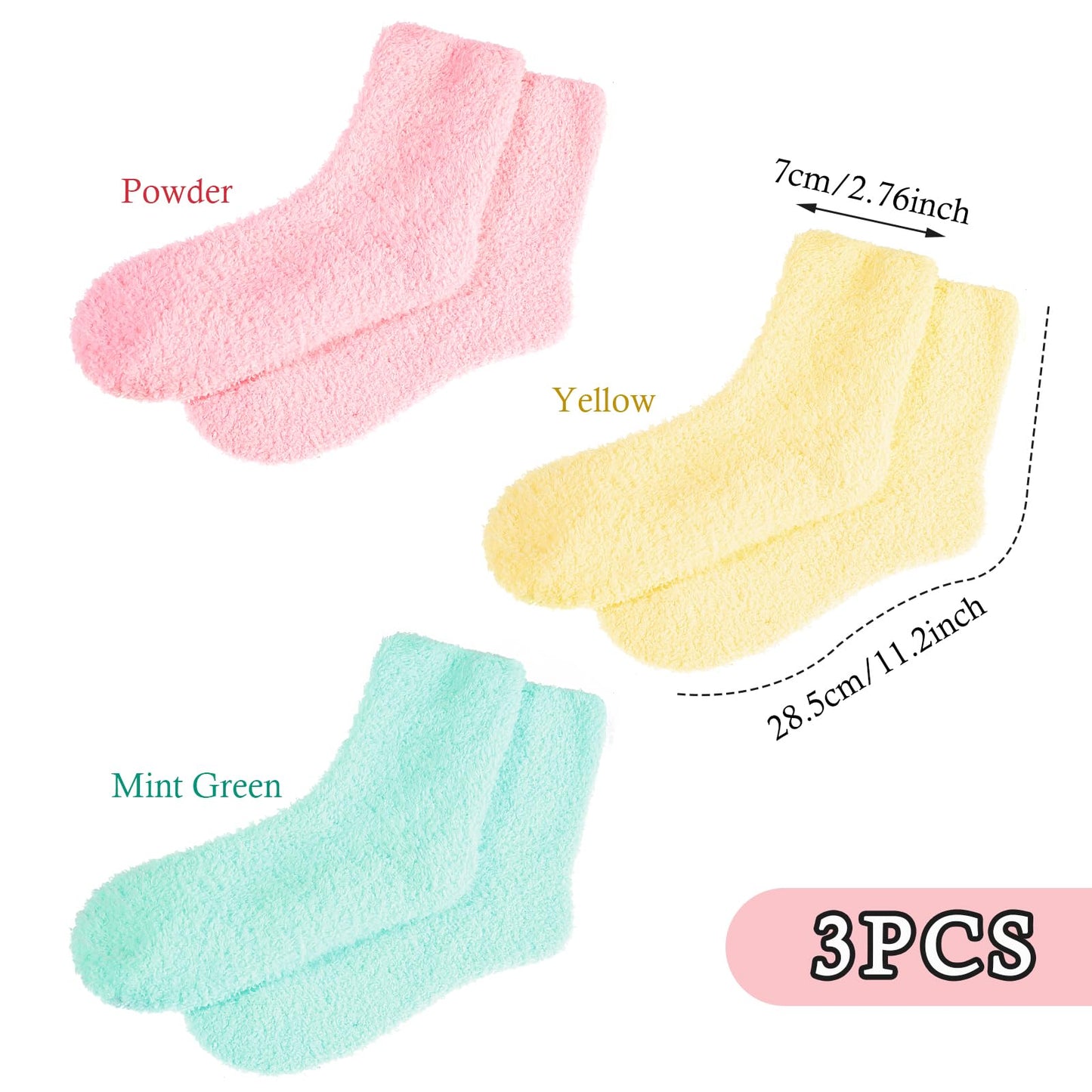 3Pairs Aloe Socks Moisturizing Spa Socks Sleeping Fuzzy Socks for Dry Feet Overnight, Non Slip Coral Fleece Lotion Socks Women Spa Pedicure Foot Care Socks for Repairing Dry Feet,Cracked Heel