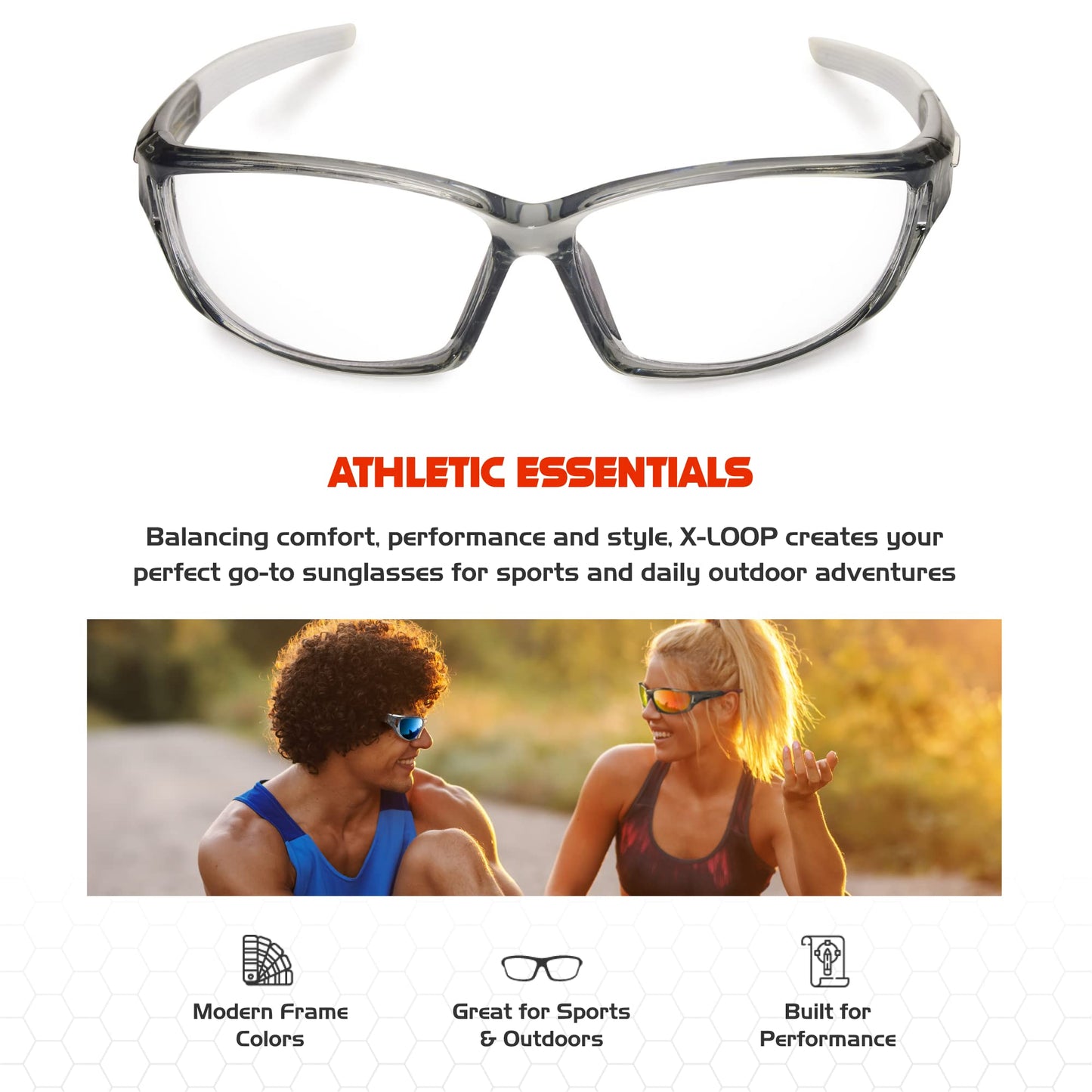 X LOOP Polarized Sports Sunglasses for Men - Wrap Around UV400 Baseball Running Cycling Driving Fishing Golf Glasses