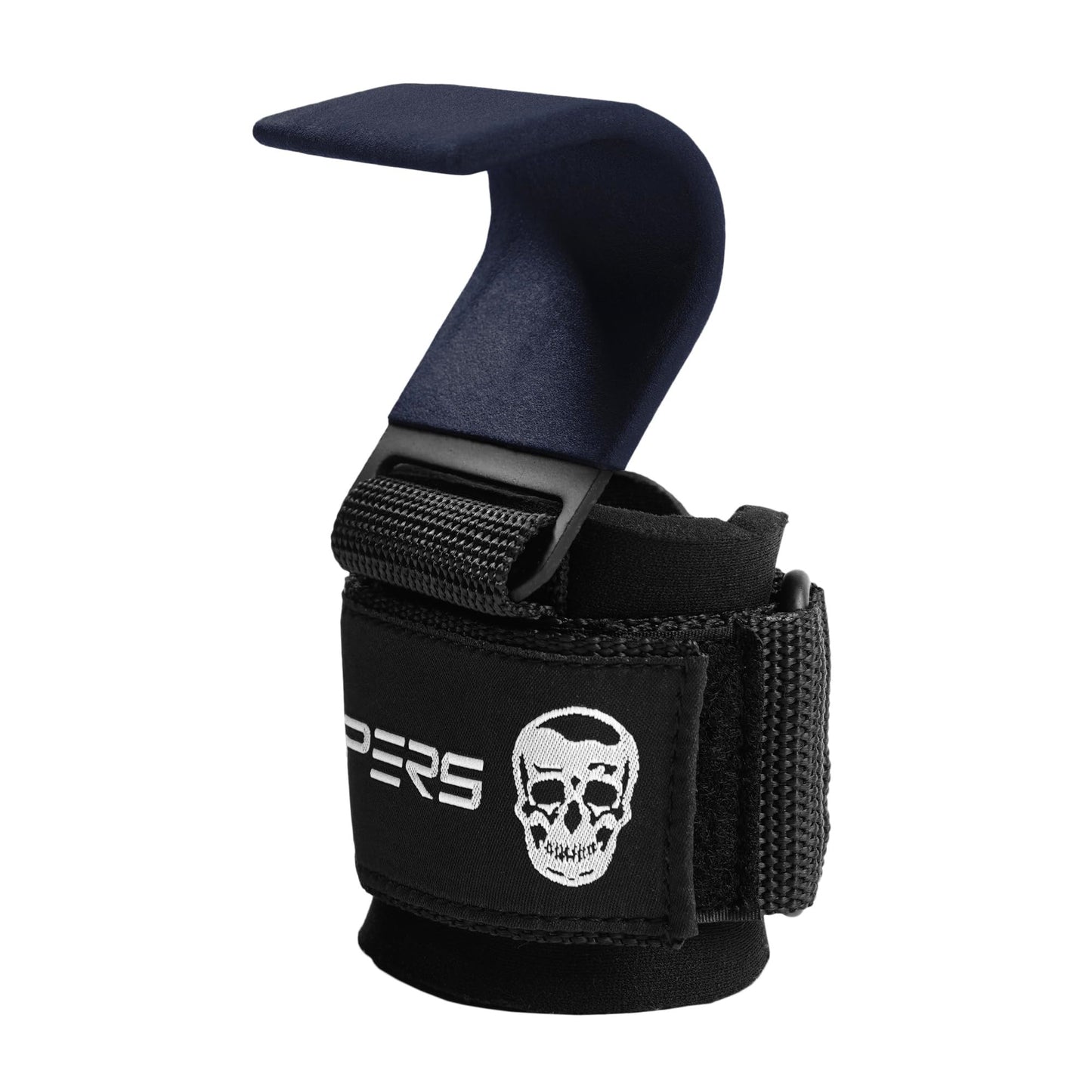 Gymreapers Weight Lifting Hooks (Pair), Heavy Duty Power Wrist Straps Hand Grip Support For Deadlifts, Pull Ups, Shrugs - Gym Gloves For Men and Women (Navy)