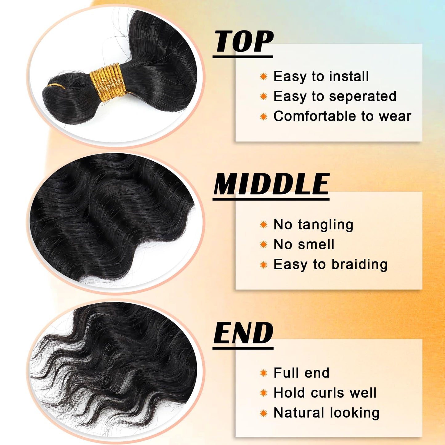 Eerya Long Curly Braiding Hair 24 Inch 2 Packs Ocean Wave Crochet Hair for Black Women Deep Wave Braiding Hair for Boho Braids (24 inch, 1B)