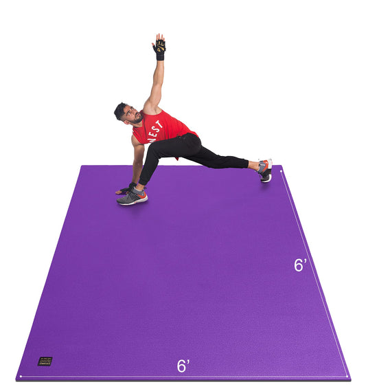 GXMMAT Large Exercise Mat 6'x4'/6'x5'/6'x6'(7mm), Thick Workout Mats for Home Gym Flooring, Extra Wide Non-Slip Durable Cardio Mat, Shoe Friendly, Perfect for Plyo, MMA, Jump Rope, Weights, Fitness