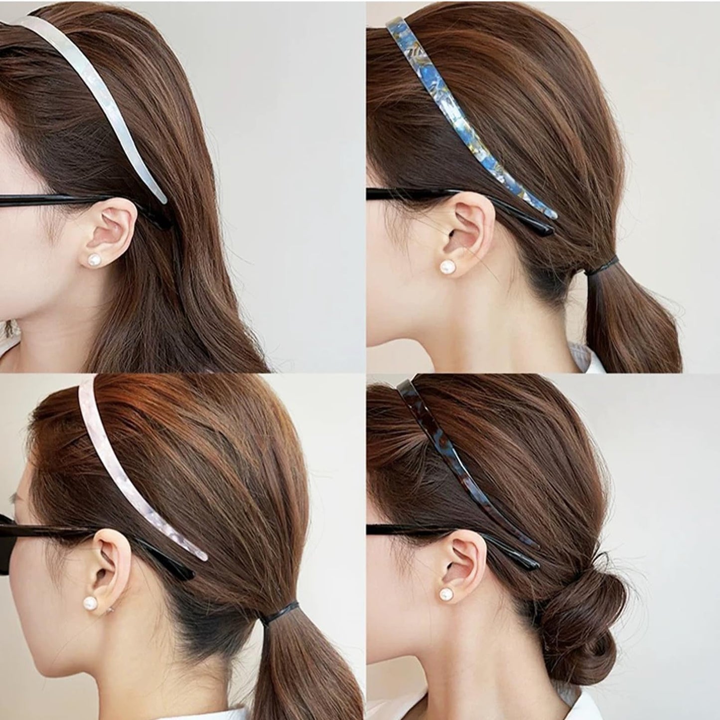 KOVOLITU 3 Pack Eyewear Headbands Comfortable Plain Headbands for Women Headband Designed for Eyewear Fashion Skinny Headbands(Beige,Pink,Blue)