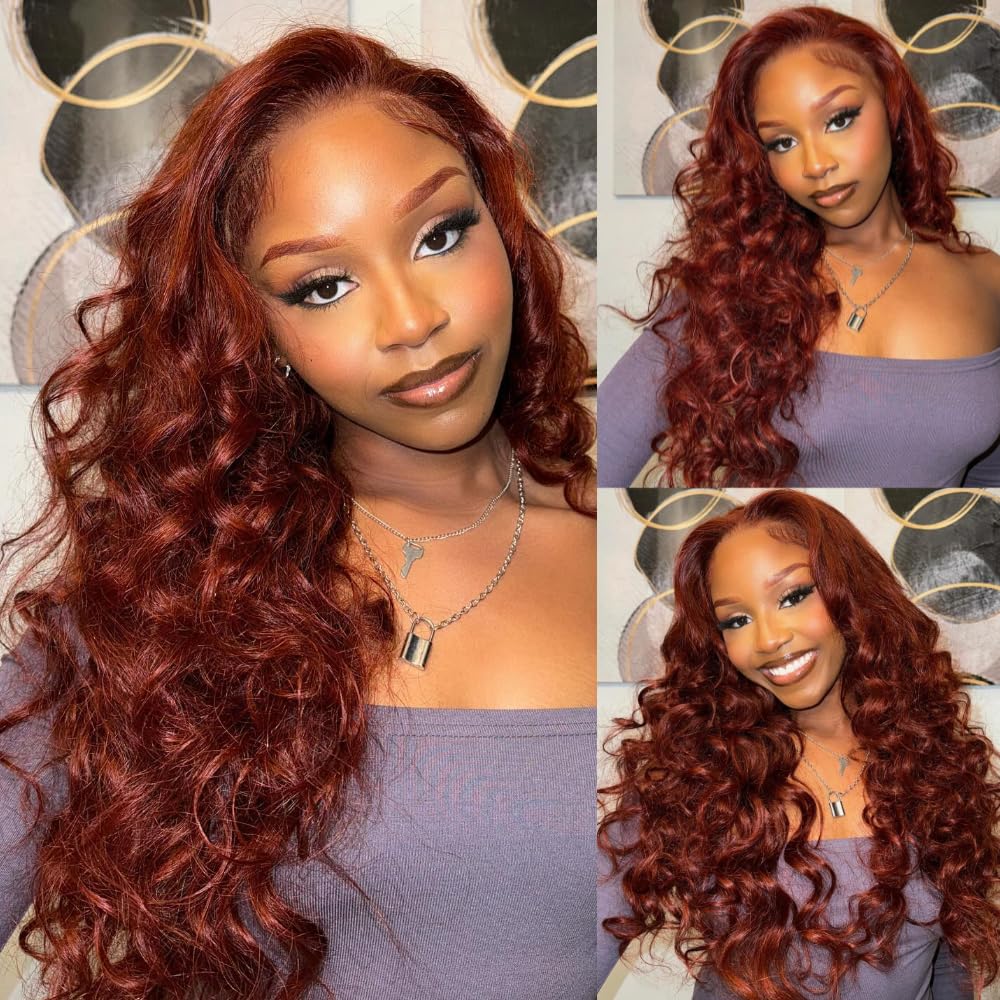 Julia Hair 12A Reddish Brown Body Wave Human Hair Weave 1 Bundle Human Hair for Women, Brazilian Remy Hair Auburn Brown Copper Red Human Hair Bundle Wavy Weaves for Sew in Extensions 33B Color 10 Inch