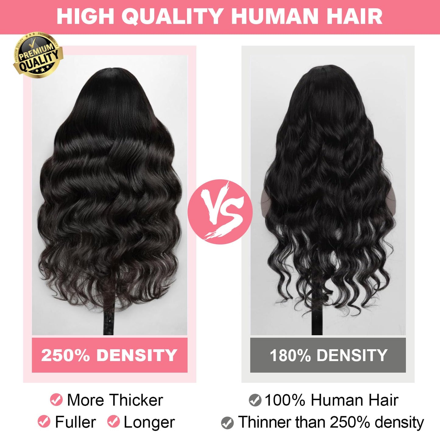 13X6 Body Wave Lace Front Wigs Human Hair 12A 250% Density Lace Frontal Wigs Human Hair Glueless Wigs Human Hair HD Lace Front Wigs Human Hair pre Plucked with Baby Hair Natural Color (22 Inch)
