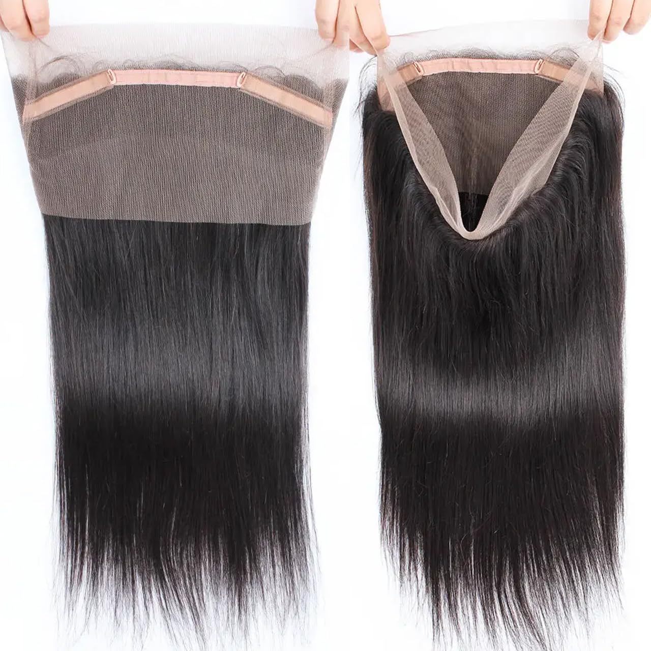360 Frontal Striaght HD Transparent Lace Frontals 12A Brazilian Virgin Human Hair Lace Frontal Closure Natural Black (Full Lace Frontal, 22 Inch)
