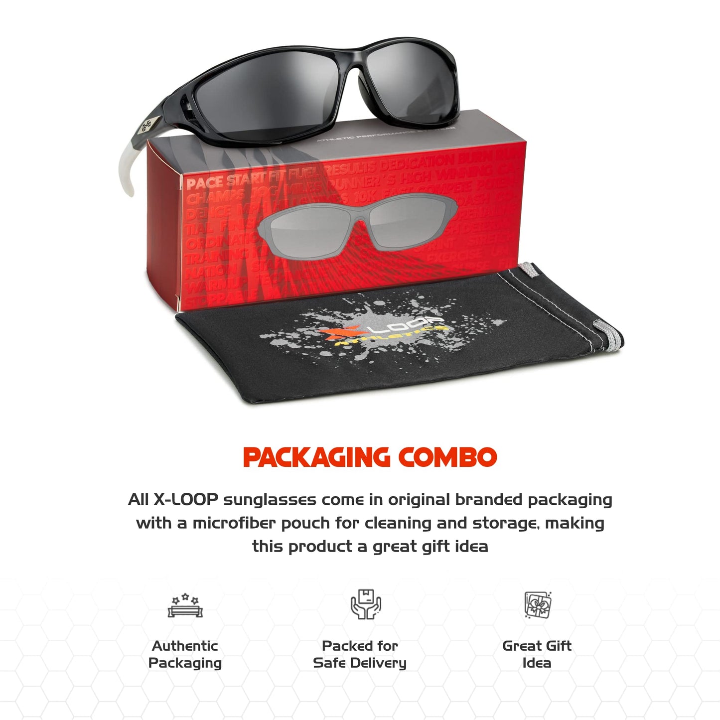 X LOOP Polarized Sports Sunglasses for Men - Wrap Around UV400 Baseball Running Cycling Driving Fishing Golf Glasses