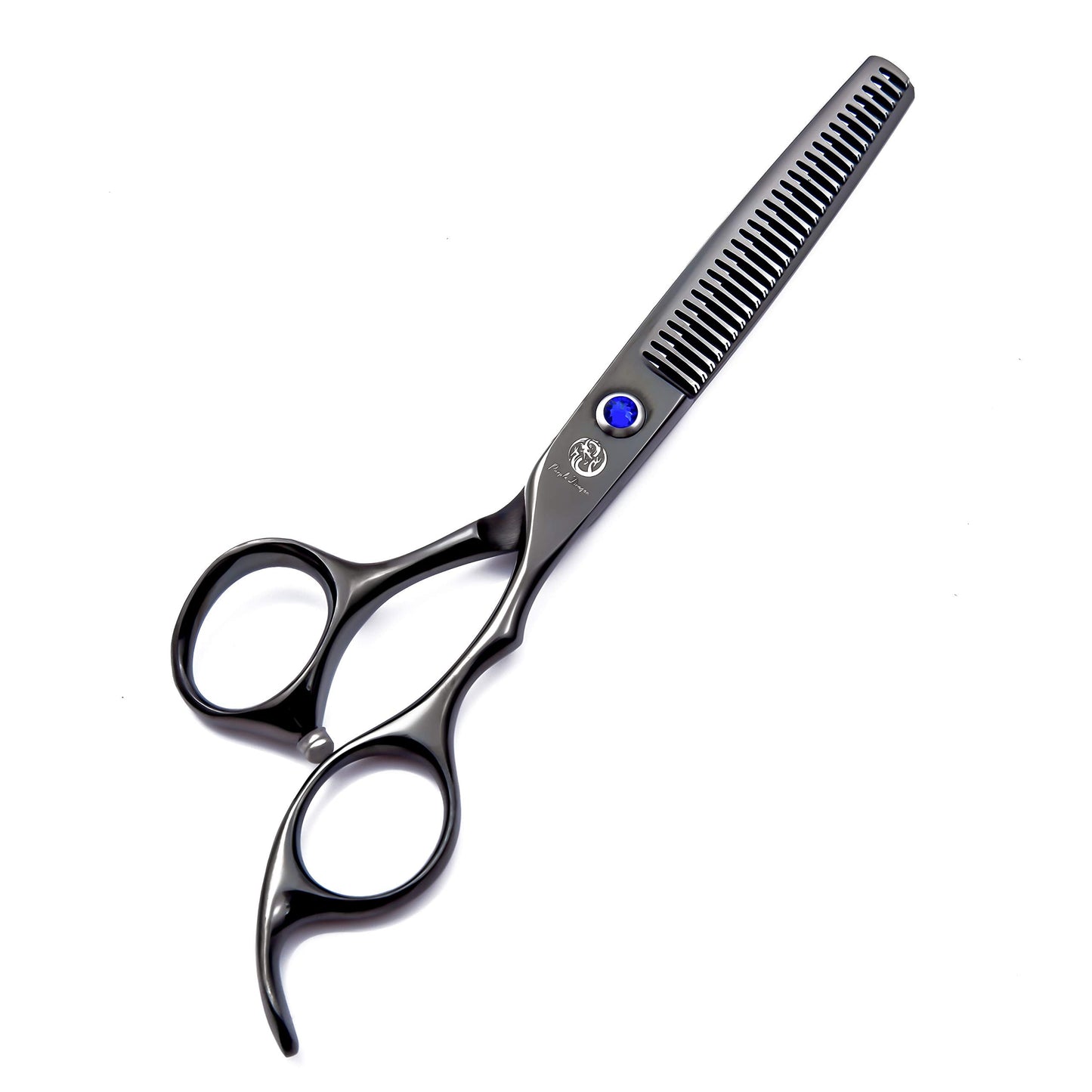 6.0" Black Hair Cutting Scissor Set with Multi-functional Thinning Comb, Leather Scissors Case, Barber Hair Cutting Shears Hair Thinning/Texturizing Shear for Hairdresser or Women Home Use
