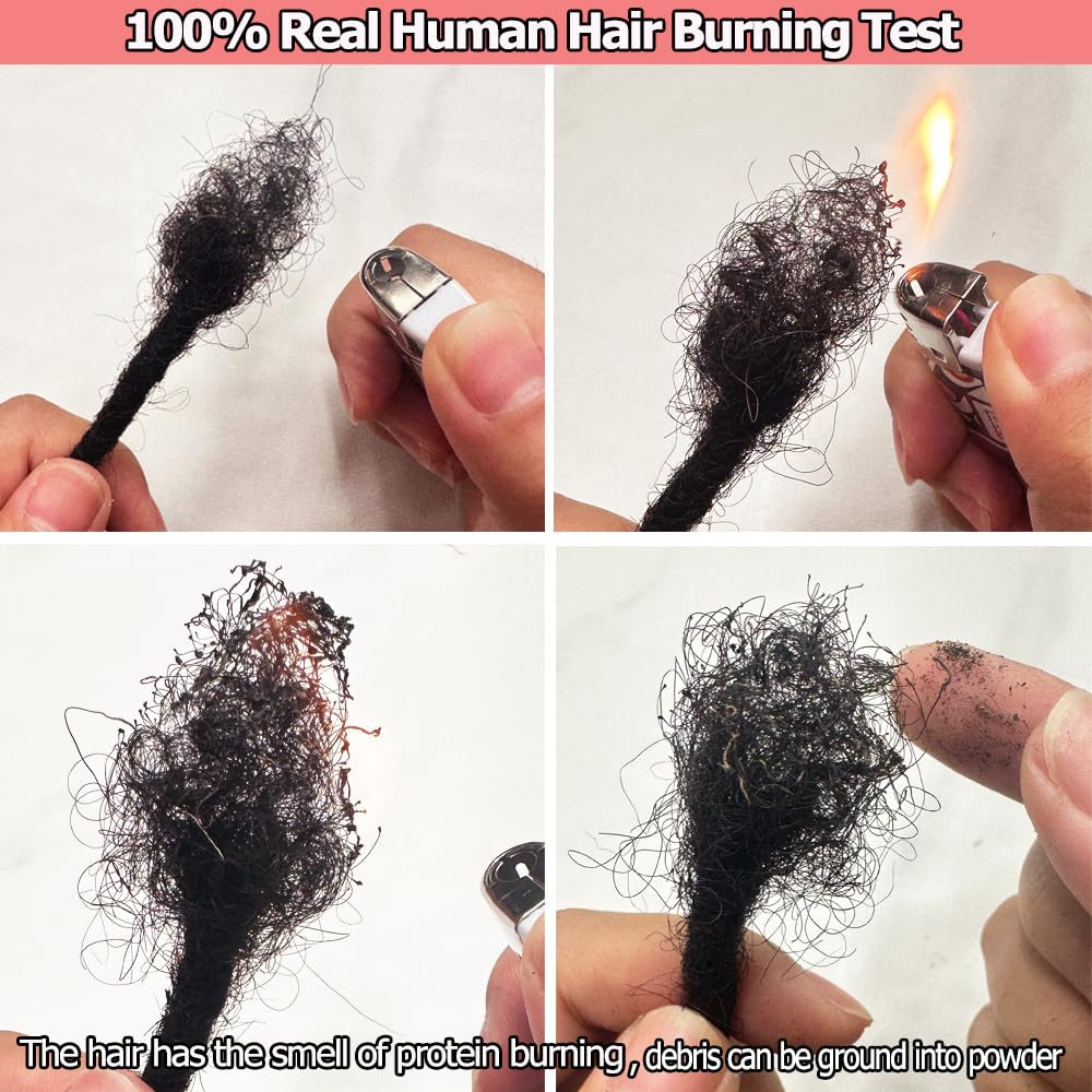 Dreadlock Extensions Human Hair 10-100 Strands 100% Full Handmade Permanent Loc Extension Human Hair for Women/Men/Kids Can Be Dyed Bleached Curled Twisted (0.4cm 1B, 4 inch 10 Strands)