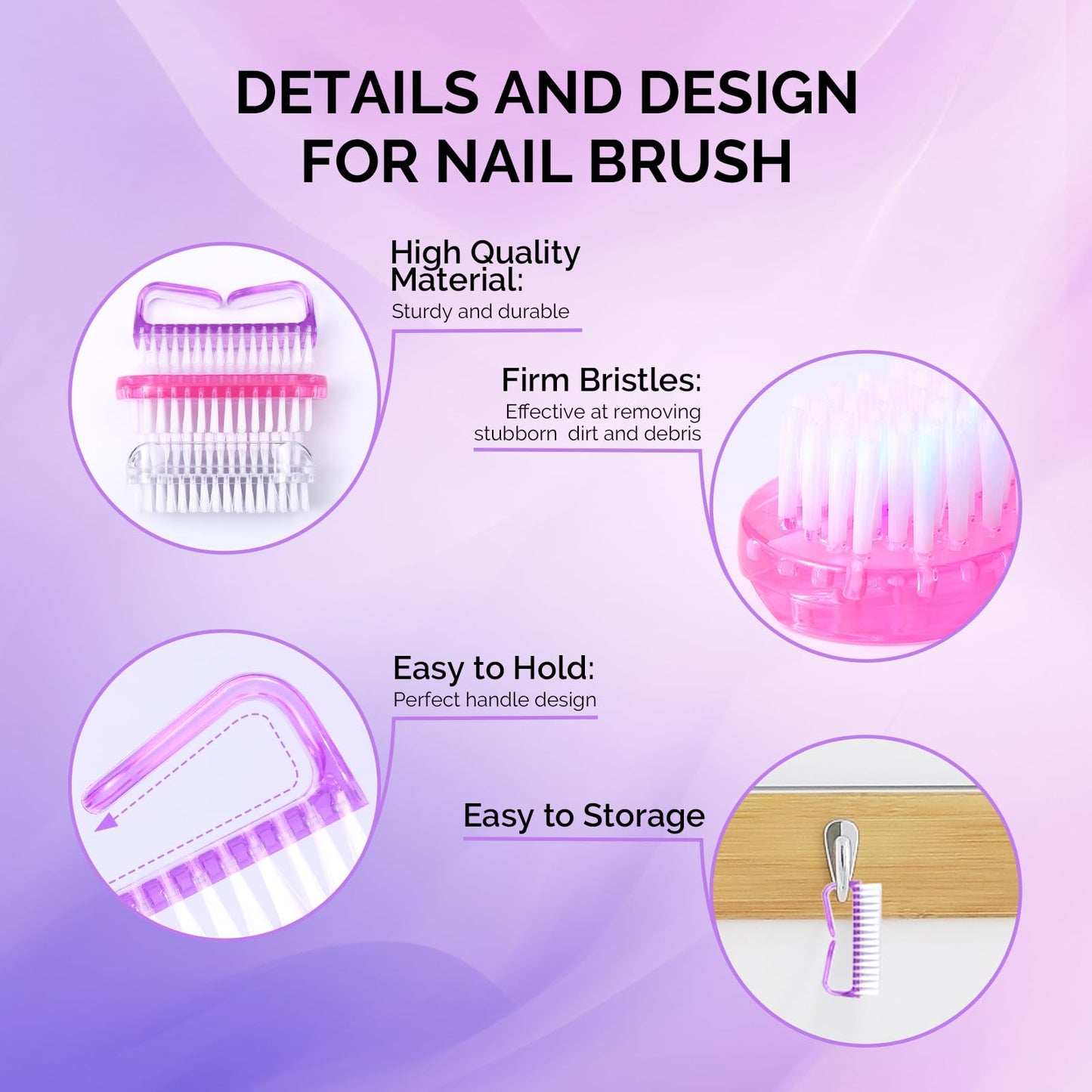 Melodysusie All in One Nail Brush Set, 3 Pack Nail Brushes for Cleaning Fingernails, Nail Dust Brush and Cleaner Scrubbing Set Manicure Pedicure Tools for Men and Women