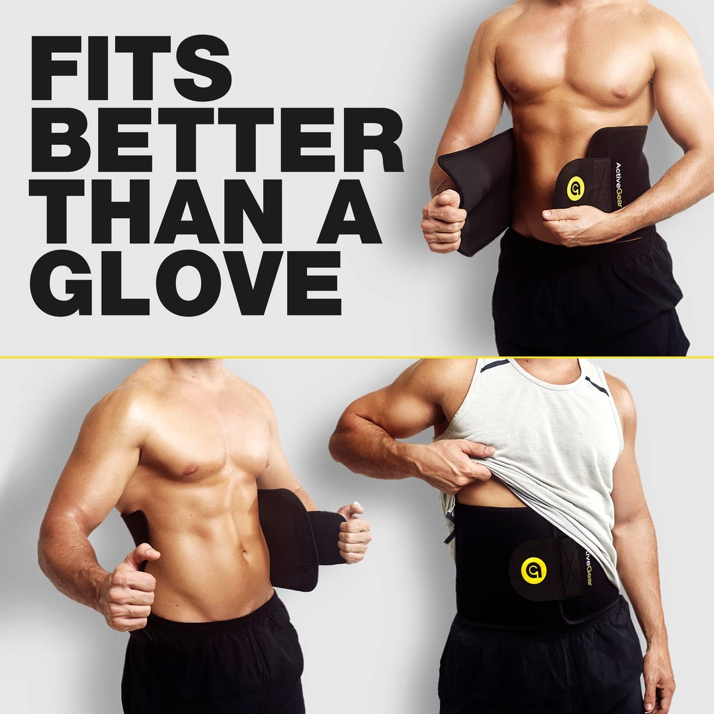 ActiveGear Waist Trimmer Belt for Stomach and Back Lumbar Support, Medium: 8" x 42" - Yellow