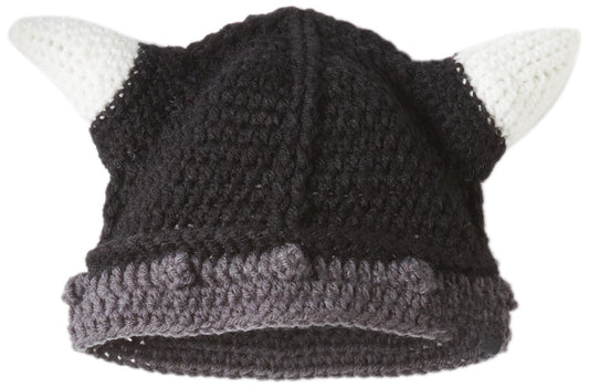 Kafeimali Unisex Barbarian Knight Knit Hat Viking Horns Beanie Funny Caps (Black)