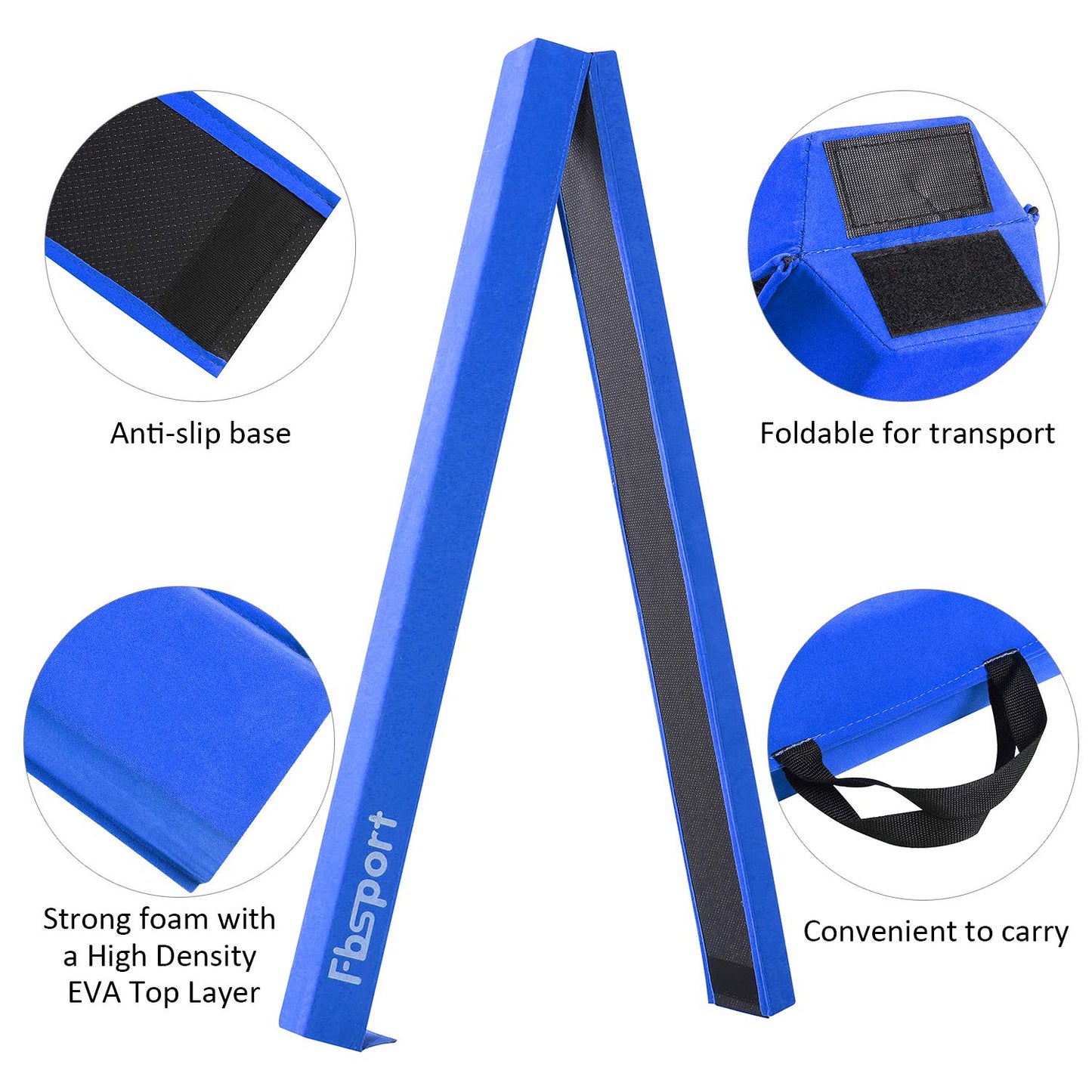 FBSPORT 8ft Balance Beam: Folding Floor Gymnastics Equipment for Kids Adults,Non Slip Rubber Base, Gymnastics Beam for Training, Practice, Physical Therapy and Professional Home Training