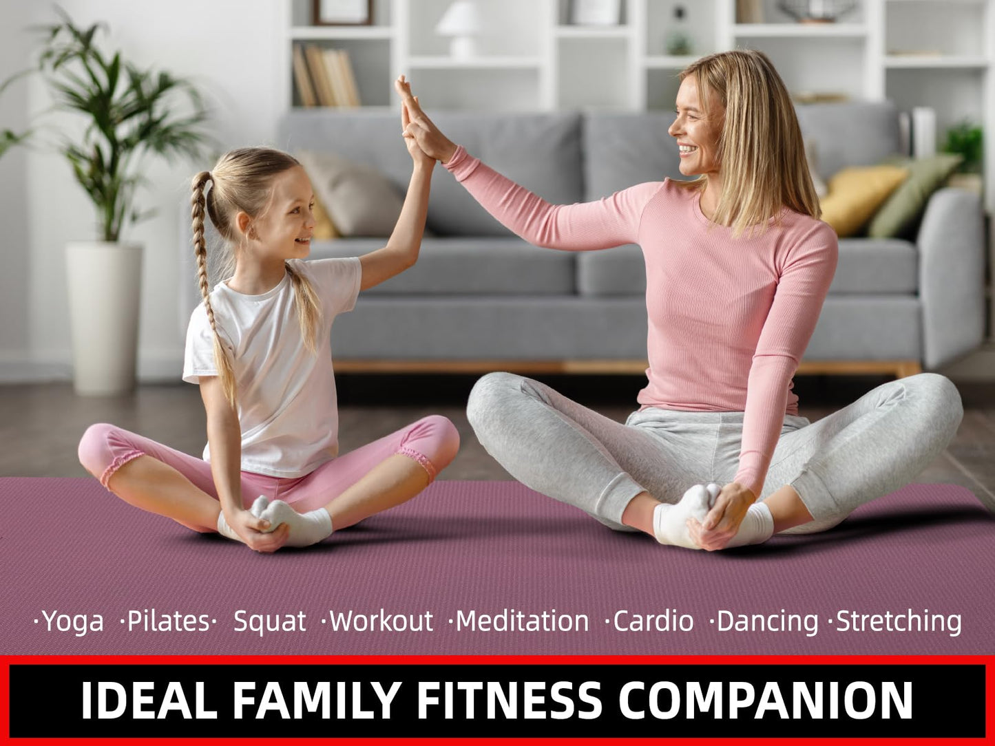 GymCope 10MM Thick Yoga Mat, 72" x 48" Large Workout Mat for Home Gym, Edge-Seamed Design, Superior Grip, Shock-Absorbing Cushion, Ultimate Comfort and Protection for Yoga, Fitness Training