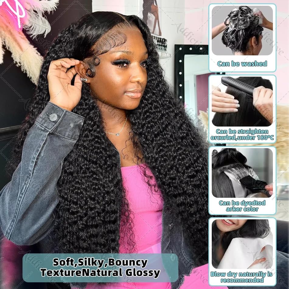 13x6 Deep Wave Lace Front Wigs Human Hair 200% Density Deep Curly Human Hair Wig 13x6 HD Transparent Lace Front Wigs Human Hair Pre Plucked with Baby Hair for Women (13×6 Deep Wave Wig, 22 Inch)