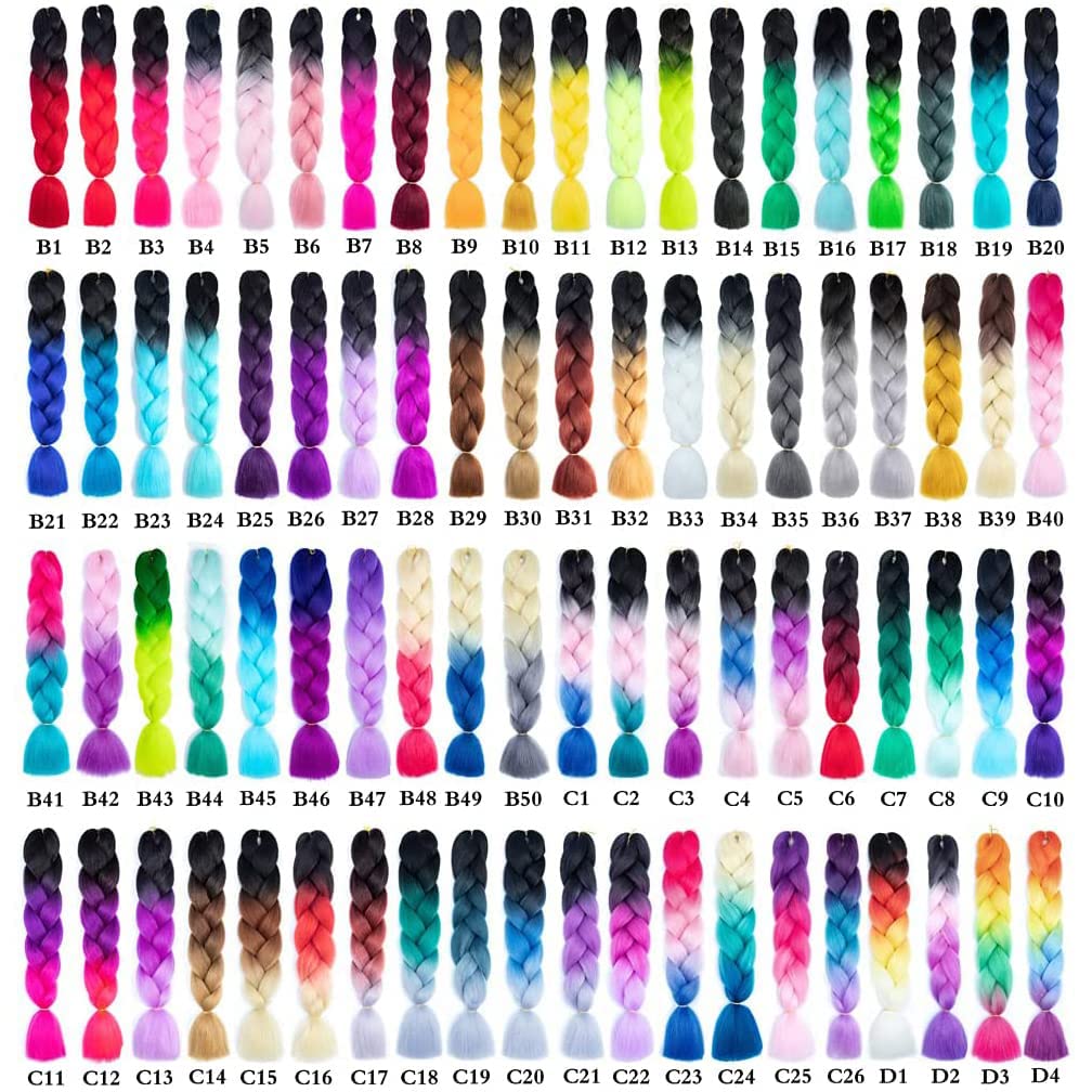 Xiaofeng Braiding Hair Extensions for Women 3 Packs 100g/Pack 24Inch High Temperature Ombre Jumbo Synthetic Braiding Hair for Twist Crochet Braids (24 Inch (Pack of 3), green)