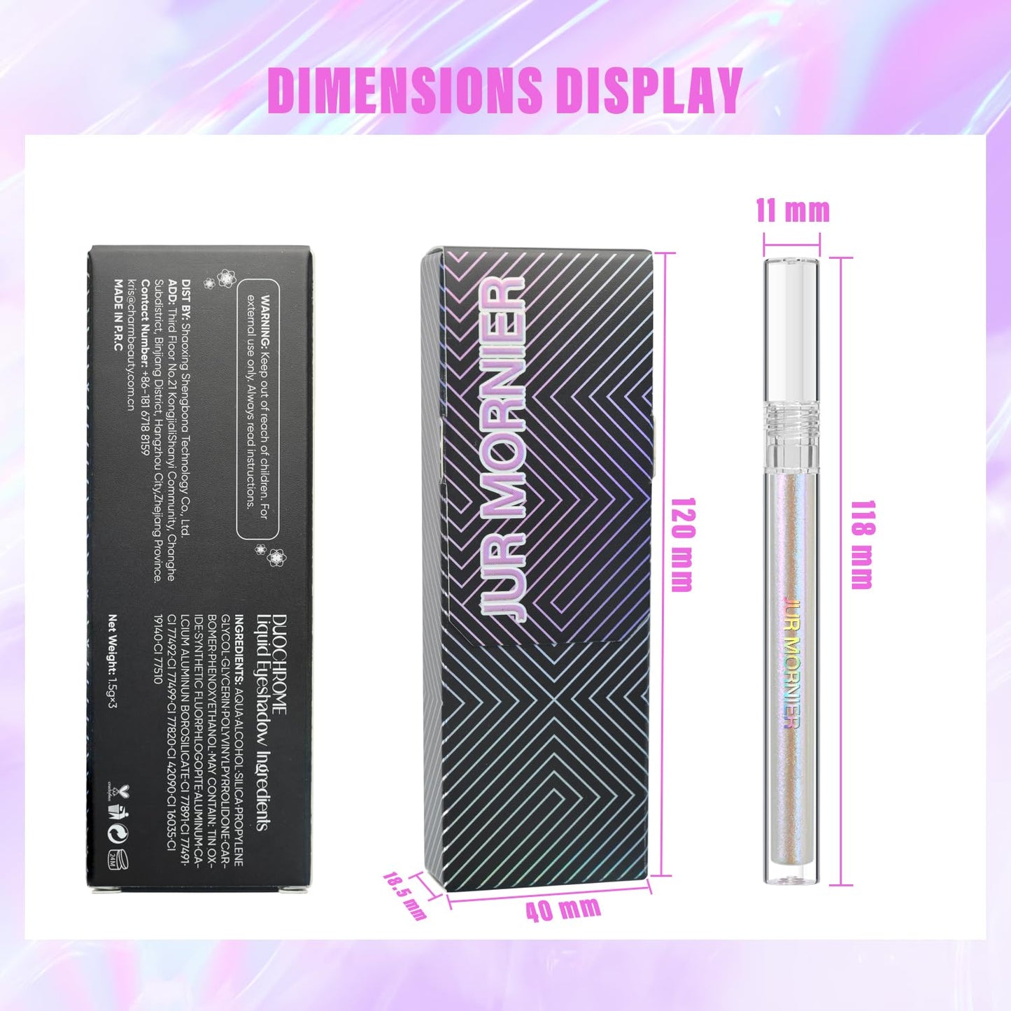 JUR MORNIER Multichrome Liquid Eyeshadow Set,3 Colors Multi-Dimensional Eye Liner Makeup,High Pigment Waterproof Metallic Eyeshadow,Ultre Fine Tip Glitter Eyeshadow (01 aurora+02 twilight+03 moonbow)