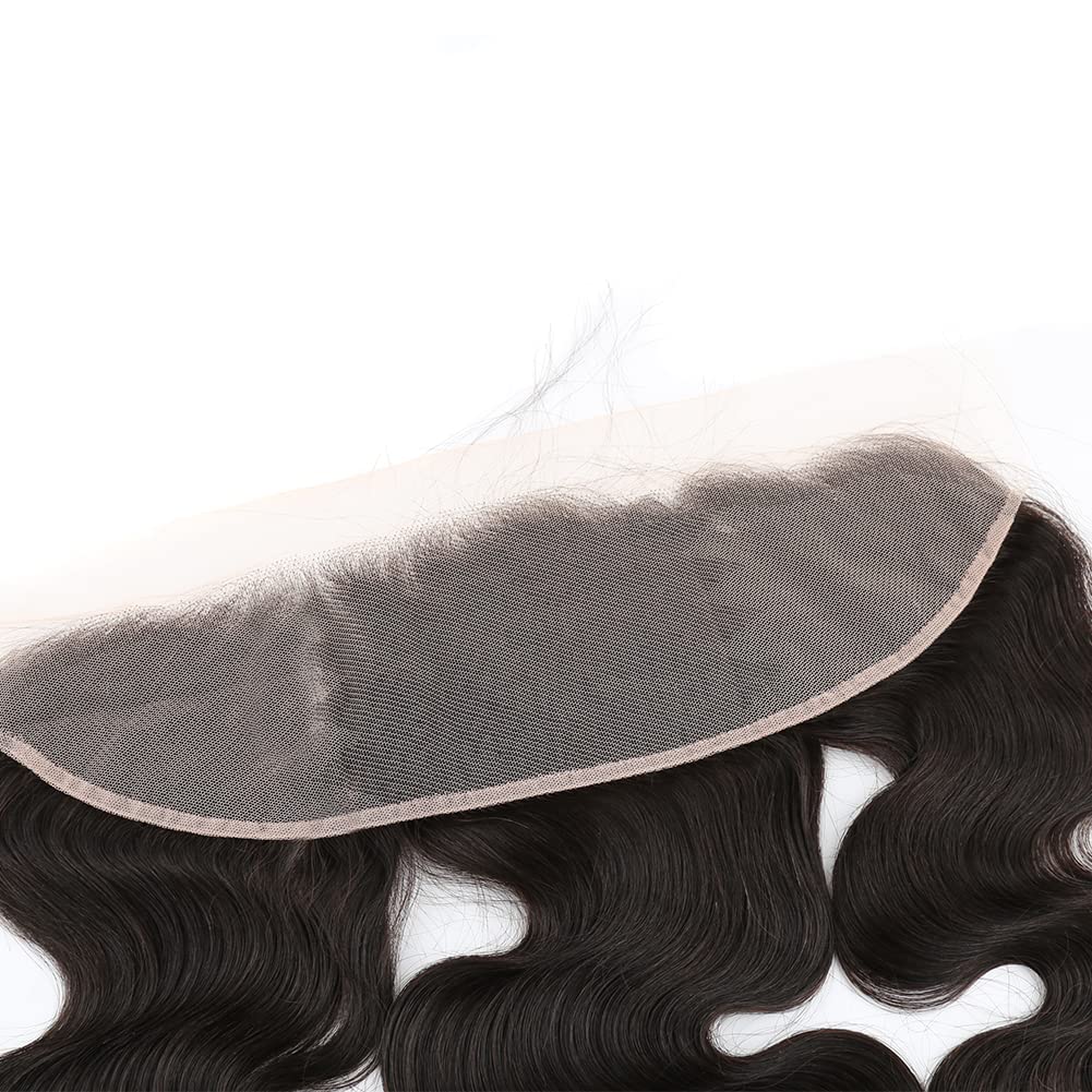 Greatremy 13x4 Body Wave Human Hair Lace Frontal, Free Part Natural Hairline with Baby Hair, 130% Density Full Cuticle Aligned Wavy Hair Fronal (10 inch)