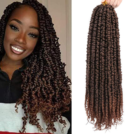 Pre-twisted Passion Twist Hair 18 Inch Pre Looped Passion Twist Crochet Hair for Women 6 Packs Afro Kinky Spring Twist Synthetic Crochet Braids Hair Extension (18Inch,T30)