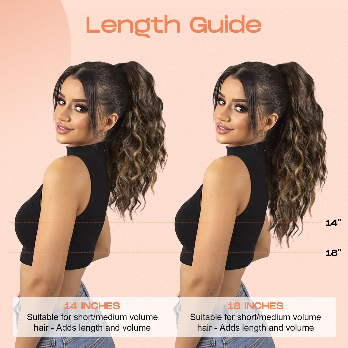 SEIKEA 18" Ponytail Extension Claw, PT002 Tia Long Multi Layered Hair FluffyThick Wavy Curly Clip in Hair Extensions Ponytail Natural Soft Synthetic Hairpiece for Women Burgundy