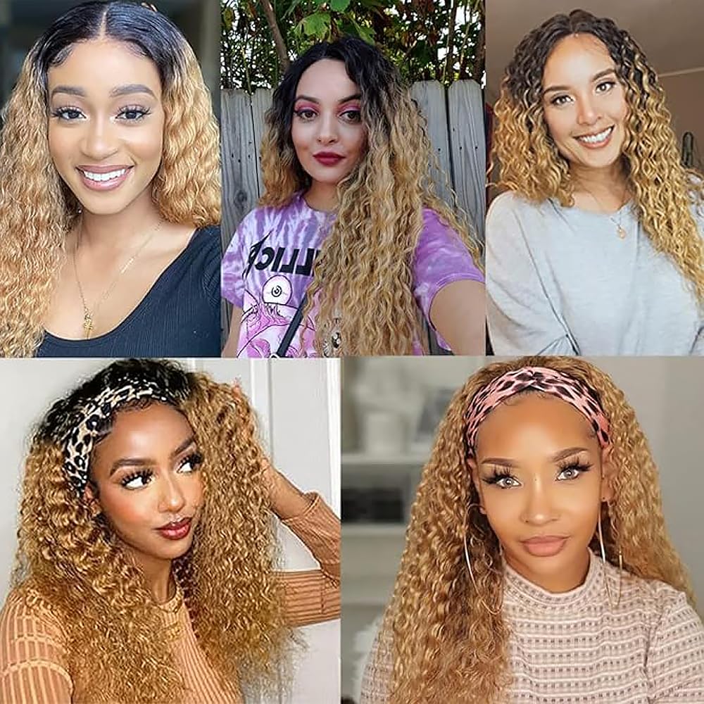 Ombre Human Hair Bundles T4/27 Blonde Deep Wave Bundles Human Hair 8 10 12 Inch Two Tone Brown And Blonde Bundles 8A Grade Honey Blonde Deep Wave Bundles Human Hair For Women