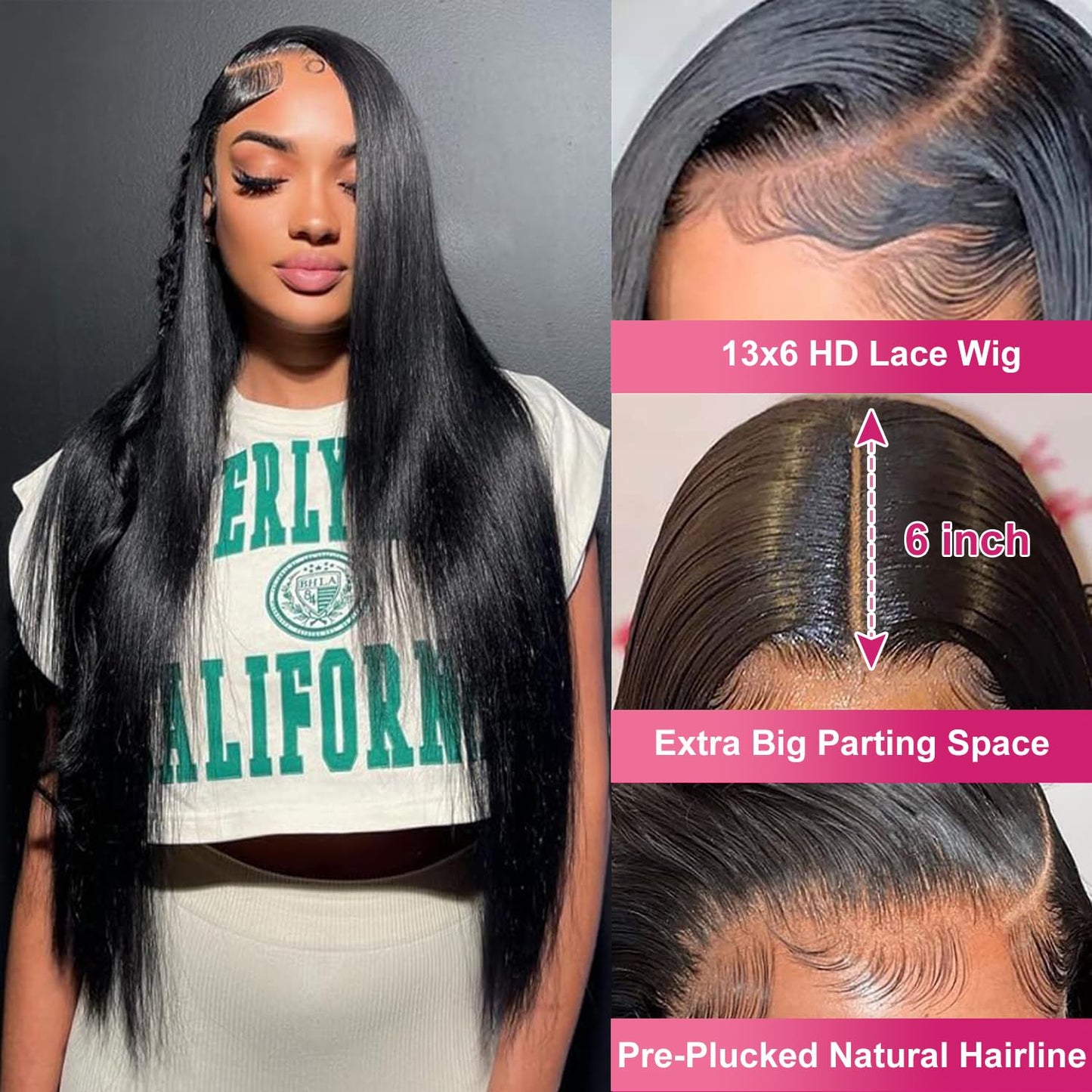 Btomar 28 Inch 13x6 Lace Front Wigs Human Hair Pre Plucked Straight HD Transparent Lace Front Wigs Human Hair 200 Density 13x6 Straight Lace Frontal Wigs Human Hair Wigs for Women (28 Inch)