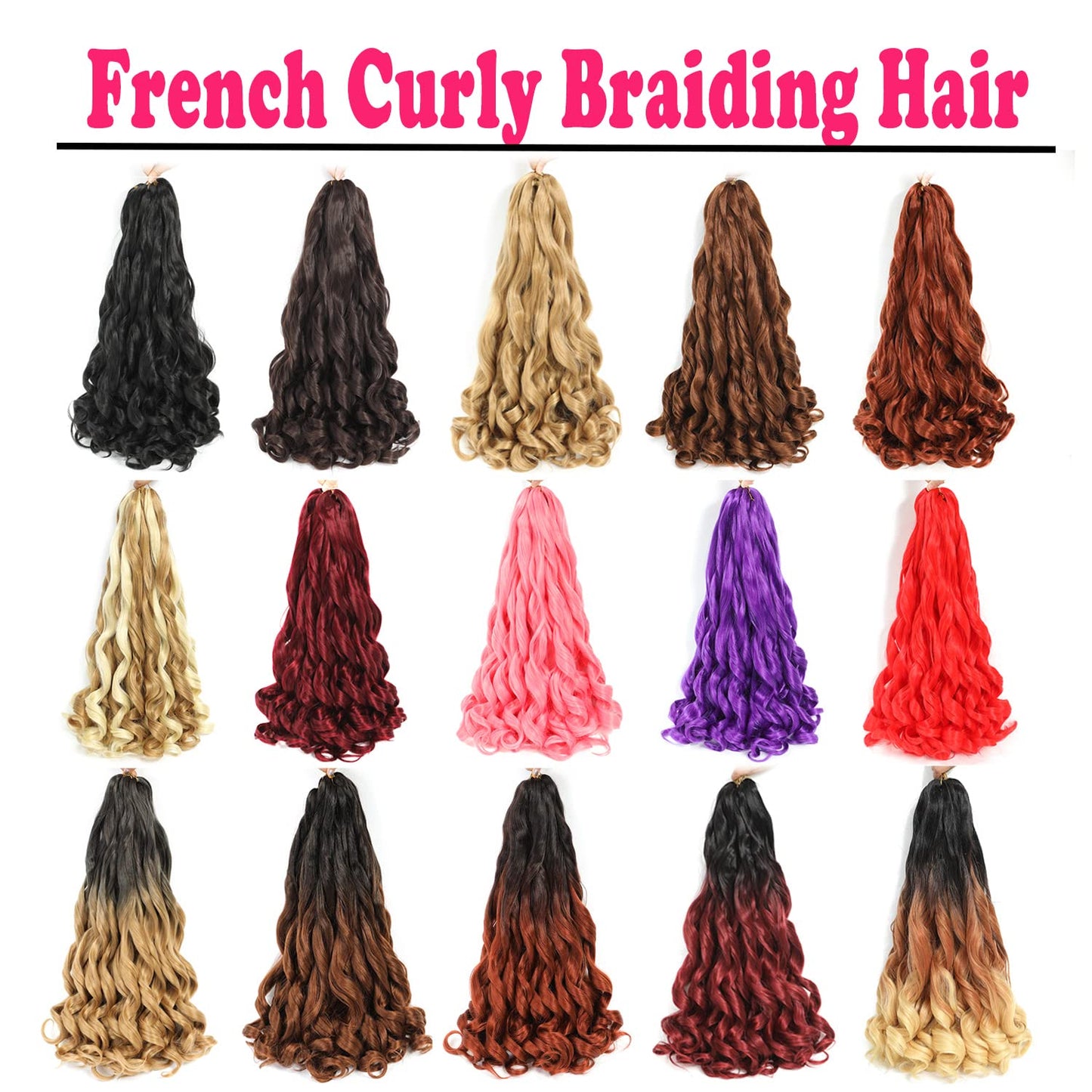 French Curly Braiding Hair 24 Inch 8 Packs - Pre Stretched Bouncy Braiding Hair- Loose Wavy Braiding Hair Synthetic Hair Extensions For Black Women (24 inch 8 packs 1B/33/30)