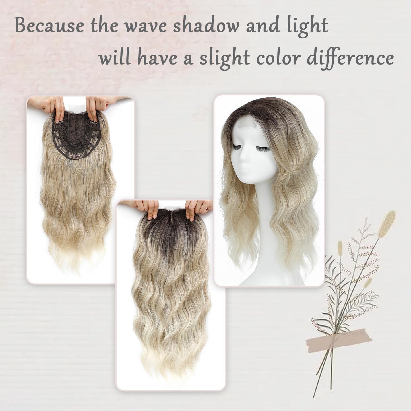 Hair Toppers for Women, 360° 3D Toppers Hair Pieces for Women, 20 Inch Long Curly Hair Topper with Side Bangs,