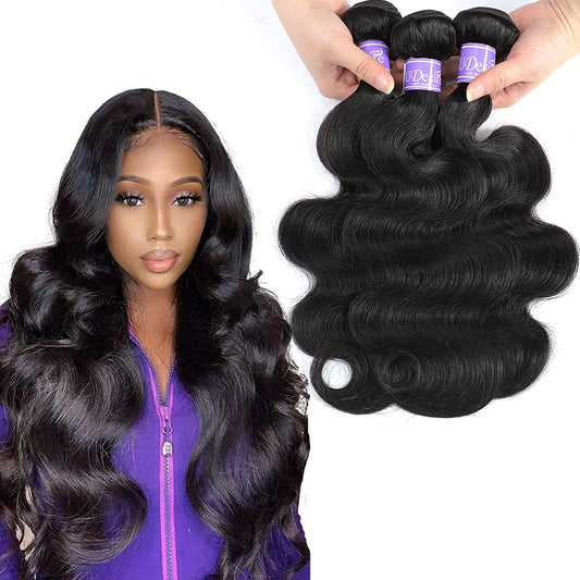 UDesire 12A Grade Brazilian Body Wave Human Hair Bundles Weave Hair Human Bundles Brazilian Virgin Hair For African Americans Women 3 Bundles Total 300g/10.5oz 16 18 20inch