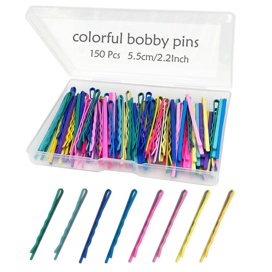 150 Pcs 2.2 Inch Mix Colorful Bobby Pin for Girls Women, Hair Pins with Cute Box, Colored Bobby Pins for Hair, Bobby Hair Pins Great for All Hair Types