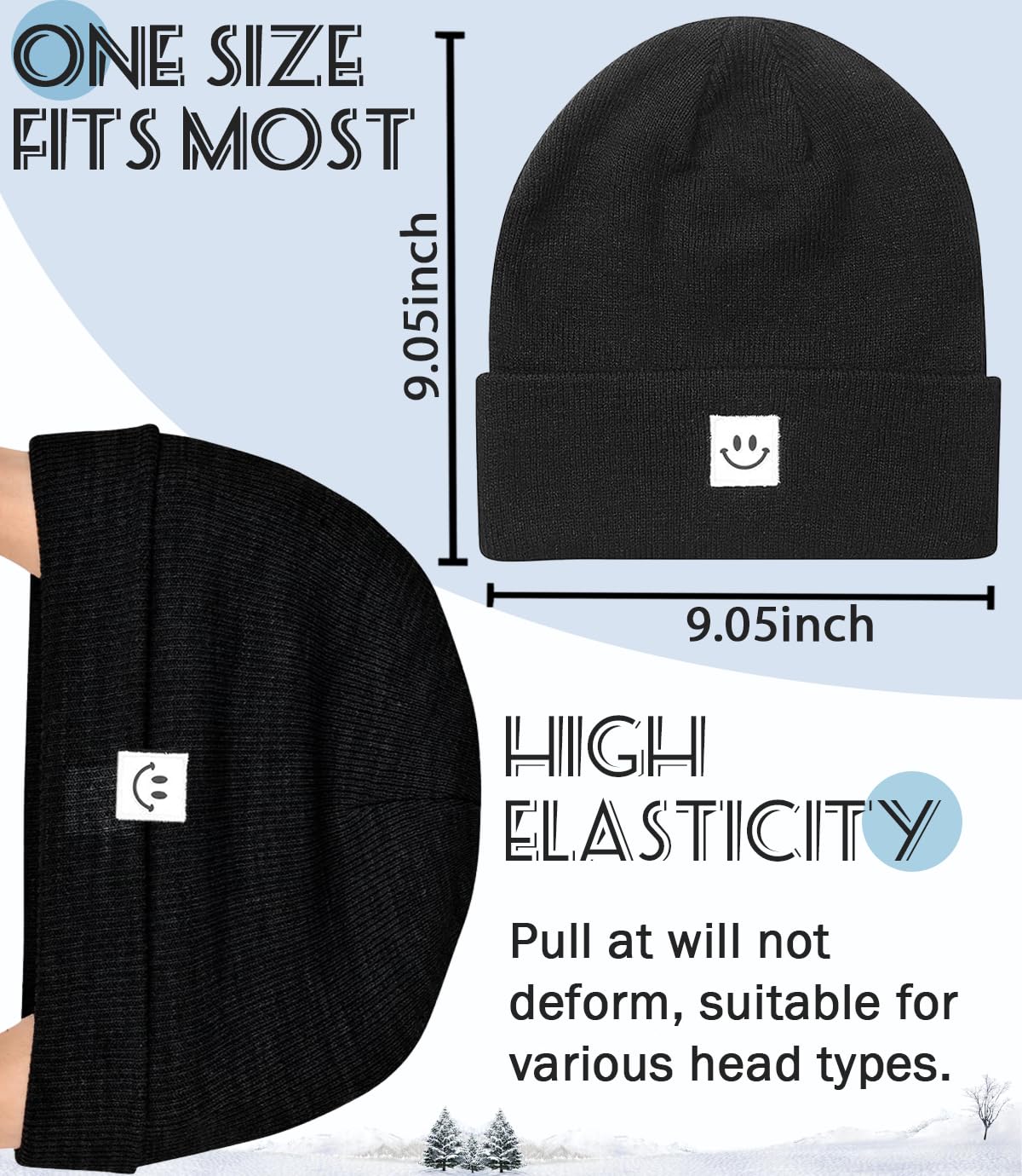 KMOLY Beanie Hat for Men Women 3 Packs, Thick Knit Winter Hat Soft Warm Cuffed Beanies Bulk Skull Cap Unisex Slouchy Ski Watch Cap