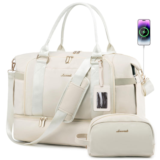 Gym Bag for Women LOVEVOOK Travel Duffel Bag with USB Charging Port,Weekender Bags for Women with Shoe Compartment,Carry on Overnight Bag with Toiletry Bag,Hospital Bags for Labor and Deliver