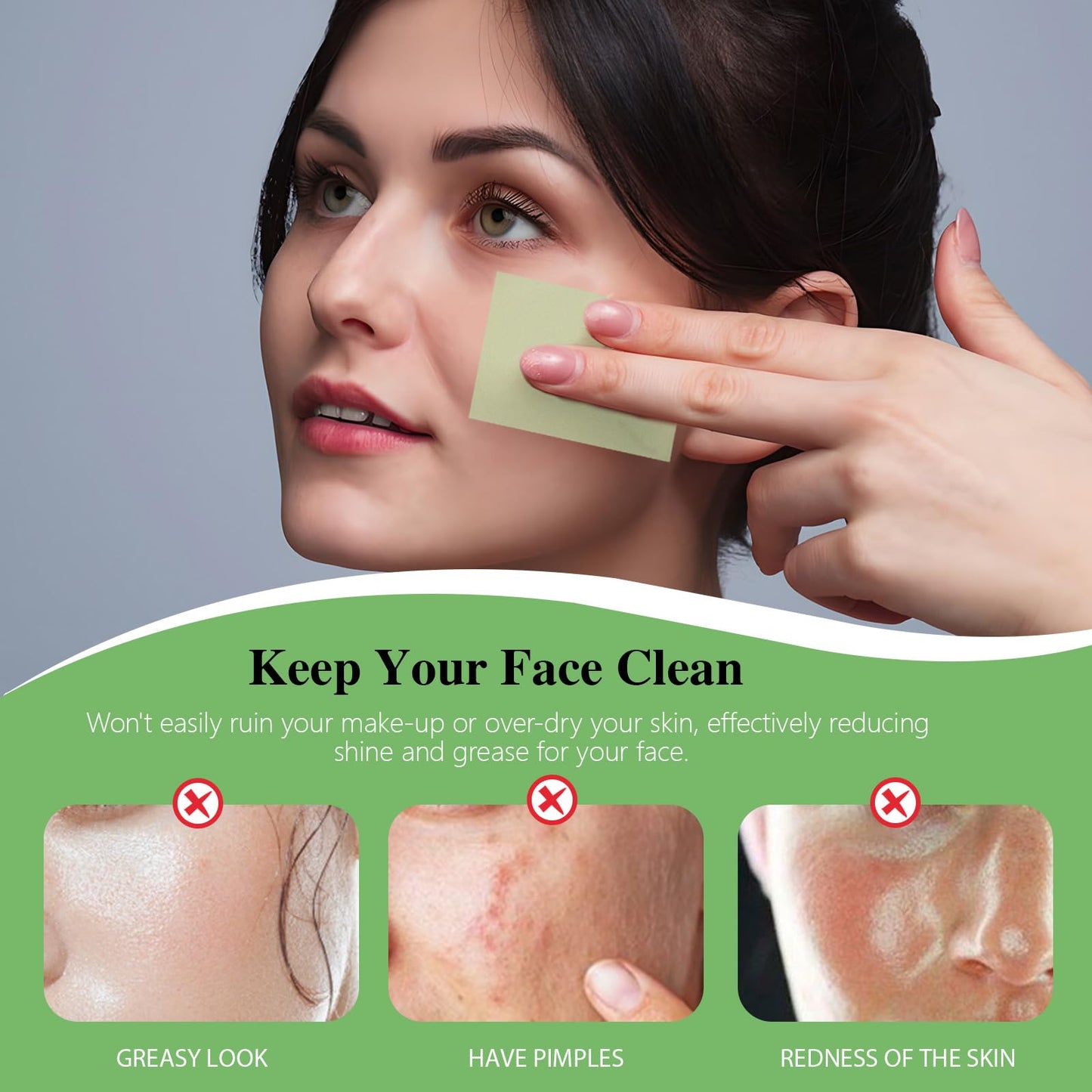 1000 pieces Skin-friendly, non-irritating, gentle blotting paper, Lightweight and breathable blotting paper (Green Tea)