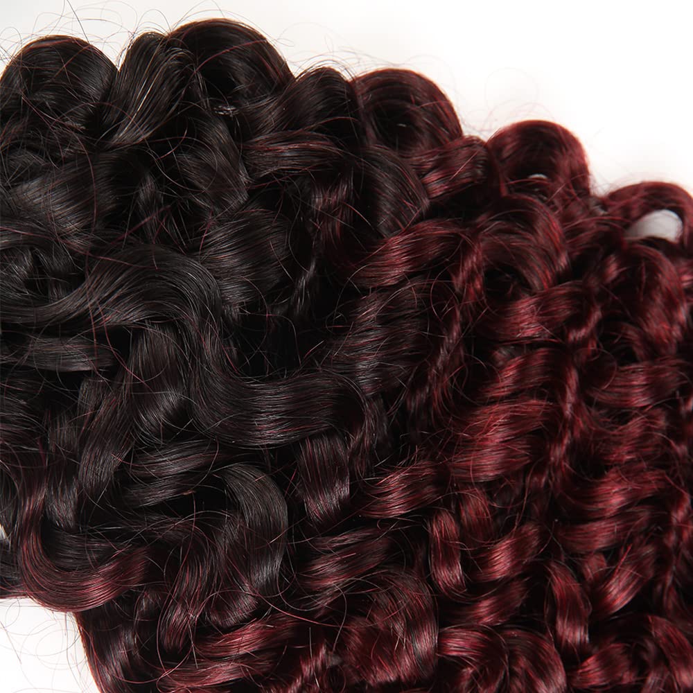 1b99j Bundles Human Hair Burgundy Kinky Curly Bundles Brazilian Two Tone Ombre Burgundy 12 Inch Black and Wine Red Hair Weave for Black Women 1b99j Kinky Curly Bundles Soft Real Hair