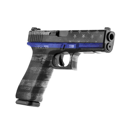 GunSkins Precut Pistol Skin for Glock 43 - Compatible with Airsoft AEG BB Gun - Vinyl Gun Wrap - Easy to Install - 100% Waterproof - Matte Finish - Made in USA - GS Thin Blue Line