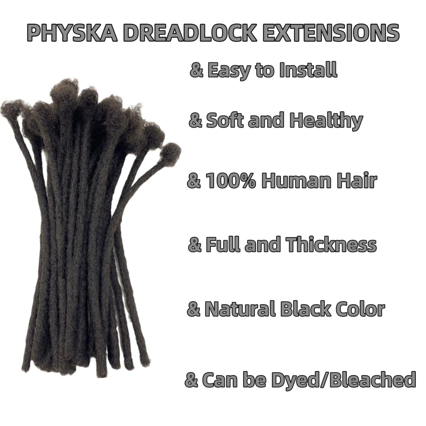 4Inch 0.6cm Width 30 Strands Natural Black Loc Extension Human Hair Full Handmade Permanent Locs Extensions Can Be Dyed and Bleached for Men/Women/Kids Real Dreadlock Extensions Human Hair