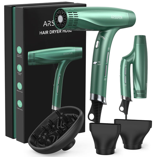 Hair Dryer Blow Dryer with Diffuser Concentrator Nozzles Comb & Holder for Easy Storage Negative Ions with High Speed for Fast Drying 12 Modes as Salon Light and Quiet 1875W for All Hair Types