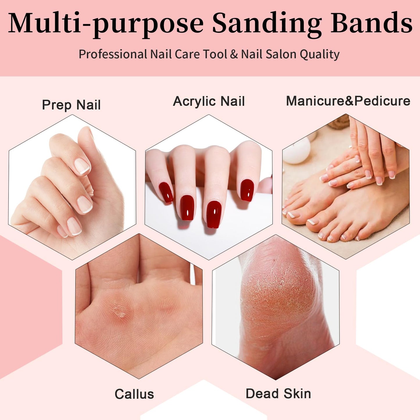 200pcs 180 Grit Small Sanding Bands for Nail Drill with 2pcs 3/32’’ Upgrade Mandrels Bits, Mini Sanding Bands for Nail Drill for Manicure Nail Salon and Nail Enthusiasts Use, Pink