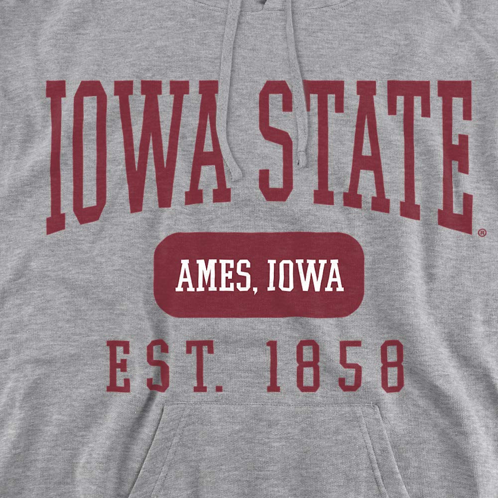 Iowa State University CyclonesOfficial Founded Date Unisex Adult Pull-Over Hoodie, Athletic Heather, Medium