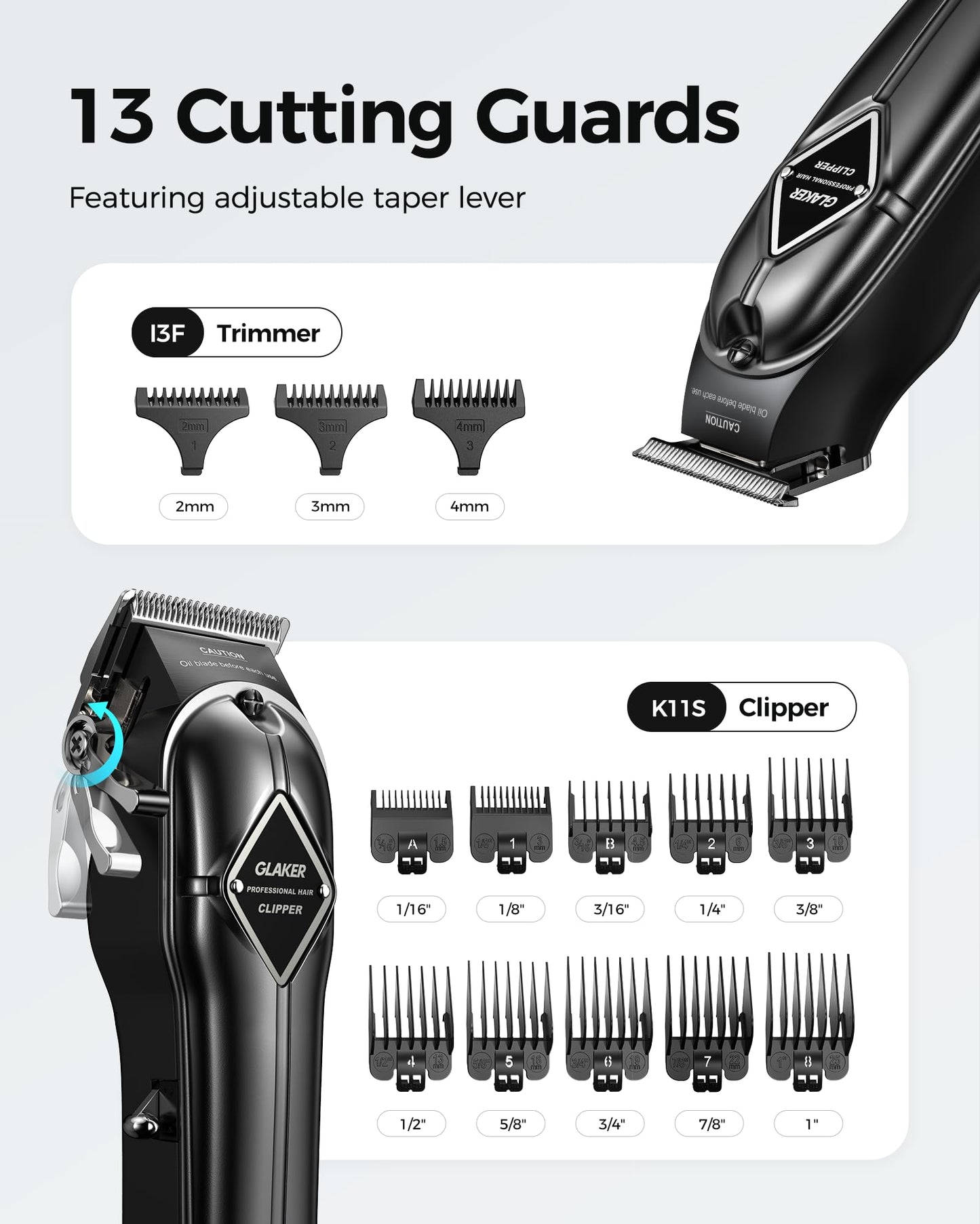 GLAKER Hair Clippers for Men Professional - Cordless Clippers and Trimmers Set, Complete Barber Kit for Hair Trimming & Beard Grooming, Mens Haircutting Kits for Blending & Fade Cuts