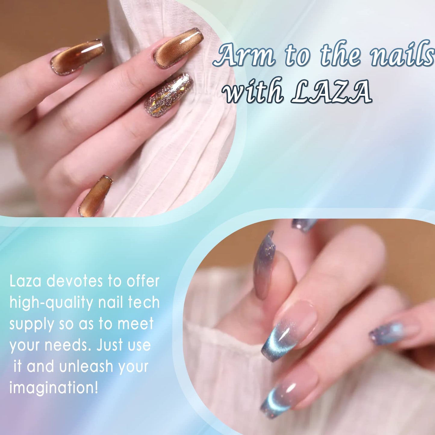 Laza Cat Eye Chrome Nail Powder Chameleon Magnetic Powder 3D Cat Eye Effect Mirror Effect Pigment Dust Magic Galaxy Holographic Effect Glitter with Magnetic Stick for Velvet Nail Art - Vast Galaxy