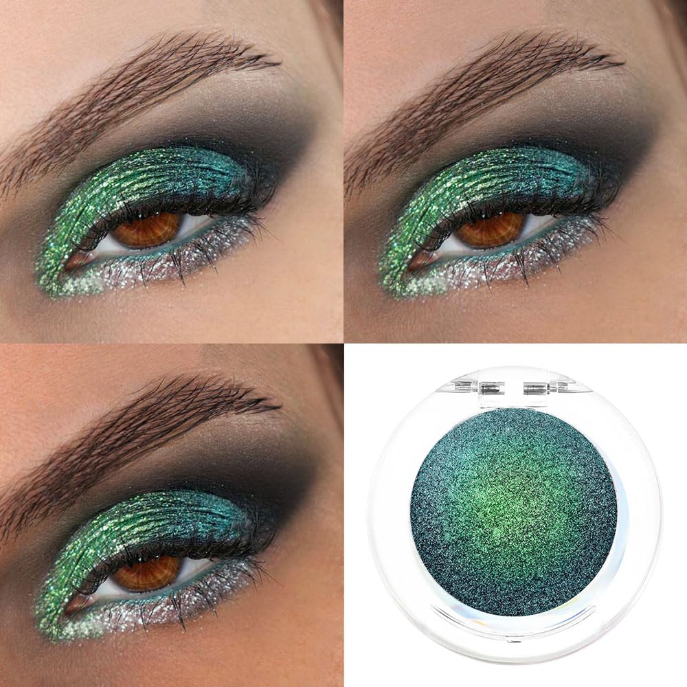 evpct Mermaid Chameleon Eye shadow Palette Duochrome MultiChrome Makeup, Fairy Green Glitter Shimmer Loose Eyeshadow Palette High Pigments Chameleon Chrome Holographic Eyeshadow MultiChrome
