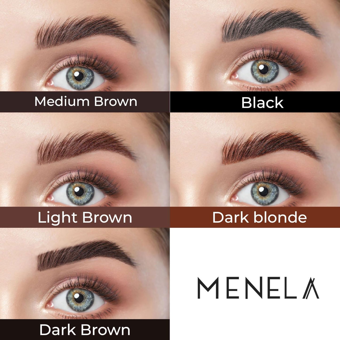 MENELA Eyebrow Henna Tint - Light Brown Brow Dye with Bamboo Extract for Fuller, Defined Brows - 2.5g Henna & 15ml Fixer - Easy-to-Use Eyebrow Tinting Kit