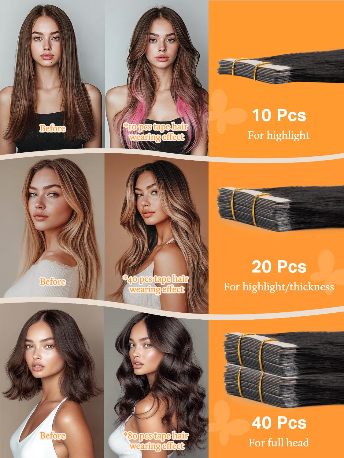 DOORES Human Hair Extensions, Light Dark Brown 20 Inch 50g 20pcs, Tape in Hair Extensions Remy Straight Hair for Women Double Side Tape in Hair Extensions