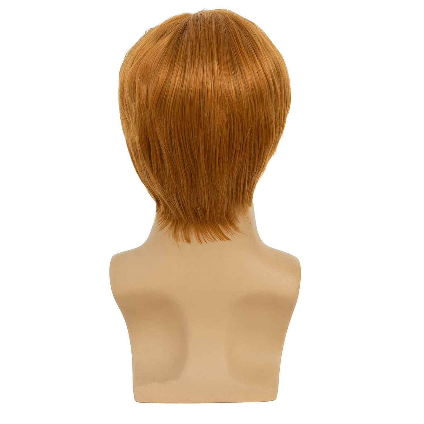 Beweig Mens Wig Short Orange Costume Hair Replacement Synthetic Cosplay Halloween Hair Wigs