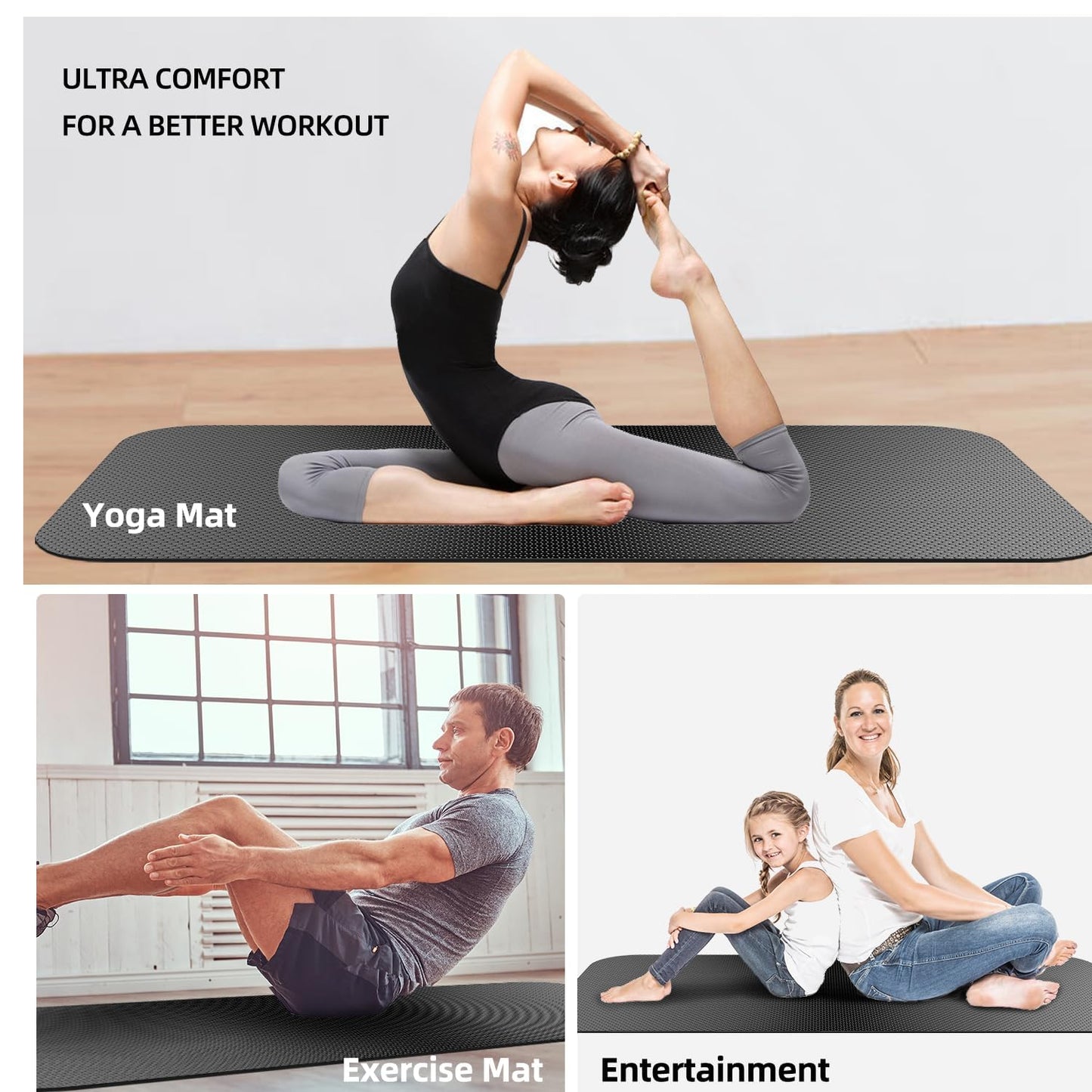 Large Exercise Equipment Mat,Bike Mat Compatible with Peloton Bike Elliptical Treadmill Mat,Under Exercise Bike Trainer Mat Pad for Stationary Indoor Spin Bike,Hardwood Floor Carpet Gym Equipment