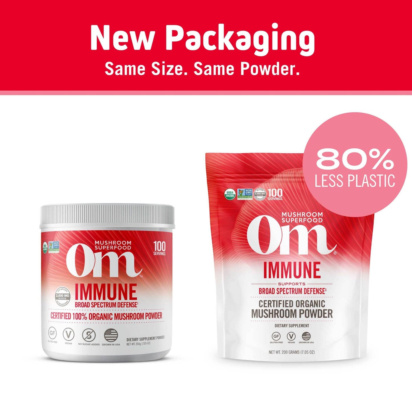 Om Organic Mushroom Superfood Powder, Immune, (100 Servings), Reishi & Turkey Tail, Immune Support Supplement, 7.05 Ounce (Pack of 1)