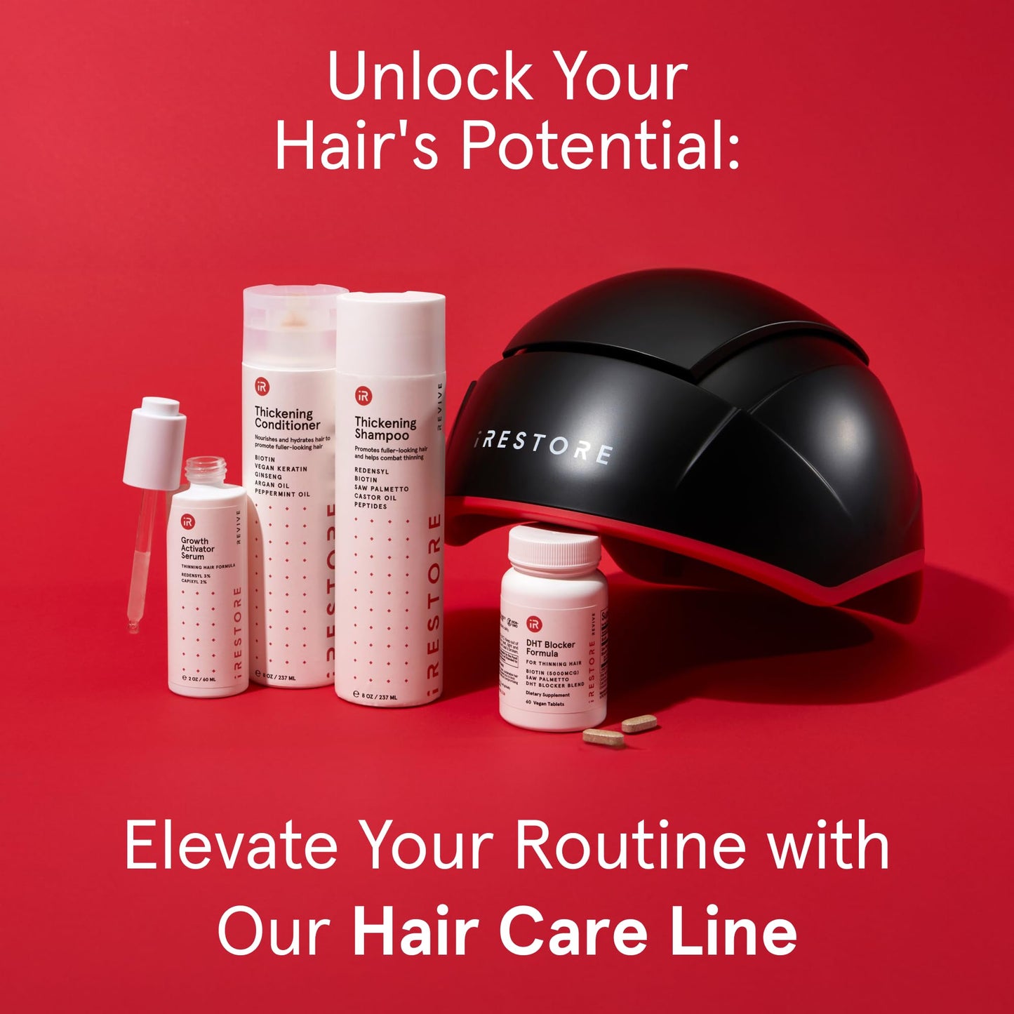 iRestore Elite + Rechargeable Battery Pack - Laser Red Light Therapy for Hair Growth - FDA Cleared Hair Loss, Hair Thinning Treatment for Men & Women - Hair Regrowth Laser Cap - 500 Lasers & LEDs